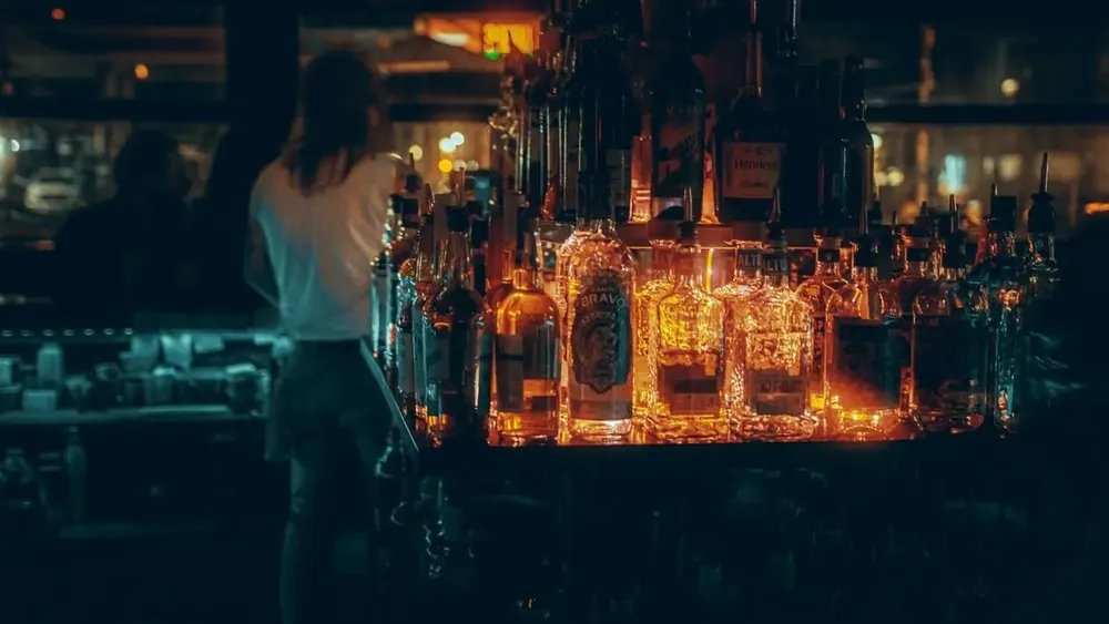 A moody city wine bar