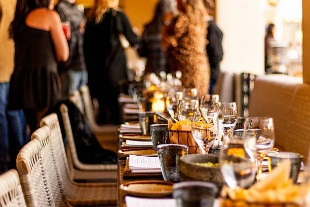 A beautifully set restaurant table in warm light