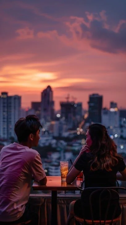 City rooftops at dusk